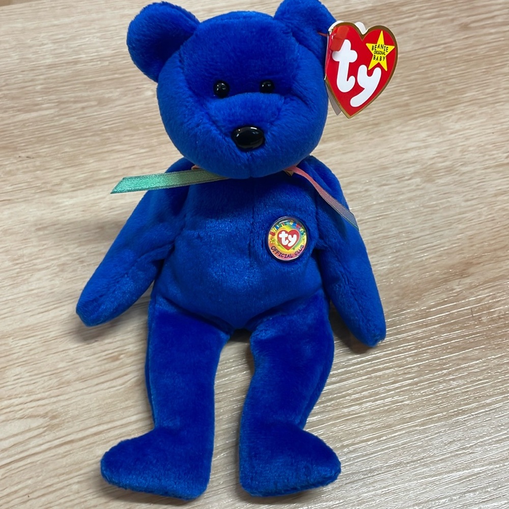 TY Beanie Baby 1998 "Clubby" The Bear" Retired Blue Plush Toy with Tag ~Mint~ - Picture 1 of 8